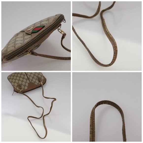 GUCCI GG Supreme Web Sherry Line Shoulder Bag PVC Beige Gold Auth 110668 - Picture 16 of 16